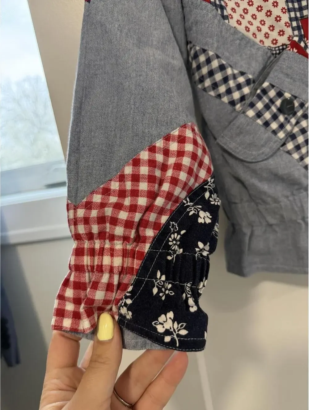 Kids Vintage 90s Patchwork Quilted Button-Up Jacket with Mixed Prints